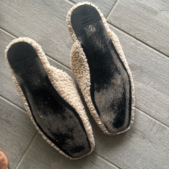 Mens Balenciaga Faux Shearling Slip On Mules Beige - Picture 5 of 7